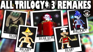 ALL BEAR TRILOGY 3 REMAKES  New  Old Skins Showcase  BEAR  ABILITIES  Roblox [upl. by Tnarud]