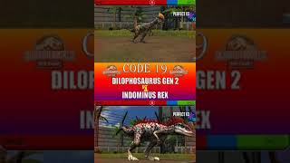 DILOPHOSAURUS GEN 2 VS INDOMINUS REX  JURASSIC WORLD THE GAME [upl. by Annyahs]