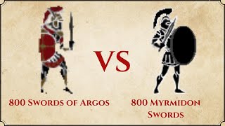 ROME II Total War MOD 800 Swords of Argos VS 800 Myrmidon Swords [upl. by Weinert]