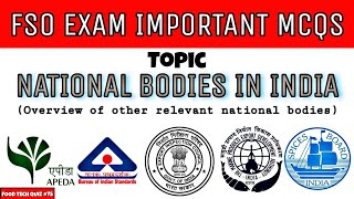 National Bodies in India  Important MCQs  APEDA BIS EIC MPEDA Spice board [upl. by Hgielah]