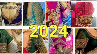 Bridal Heavy Ari work Blouse Designs Maggam Work Blouse Design Aariwork sleeves design aariwork [upl. by Dviad636]