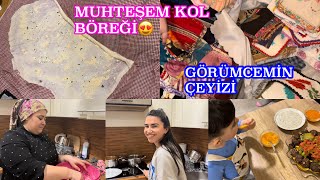 GELİN KAYNANA MUTFAKTA❤️ÇEYİZLERİ SERDİK😍ENFES KOL BÖREĞİ TARİFİ☺️AİLECEK TOPLANDIK  GÜNLÜK VLOG [upl. by Sew]