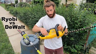 Ryobi 40V Pole Trimmer vs Dewalt 20V  Commercial Review [upl. by Barbe]