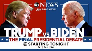 Final 2020 Presidential Debate WATCH LIVE Pres Trump Joe Biden go headtohead  ABC News [upl. by Nona]