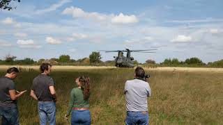 RAF Chinook landing and takeoff from field [upl. by Liddy]