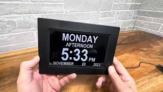 AINFTIME Clock with Day and Date for Elderly 3 Colors Display Digital Calendar Alarm Clock Review [upl. by Nojed]