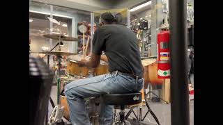 Ernest Trying Out The Tan Yamaha Stage Custom Drumkit In Highland Park ILLINOIS [upl. by Kenzi]