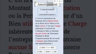 Définition de lamortissement Travaux dinventaire aminelitaalim bac comptabilité [upl. by Vod]