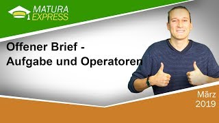 Offener Brief  Aufgabe und Operatoren  Zentralmatura Deutsch Jänner 2019 25 [upl. by Yves205]