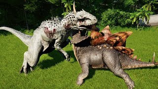 STEGOCERATOPS MAX Vs INDOMINUS REX  Jurassic World Evolution [upl. by Phoebe241]