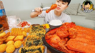 ASMR MUKBANG 스팸부대찜닭 왕 김말이 튀김 치즈볼 먹방 amp 레시피 SPICY NOODLES TTEOKBOKKI CHICKEN EATING SOUND [upl. by Enrev]