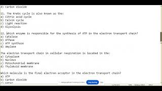 Bioenergetics Bioenergetics MCQS Bioenergetics Entry Test MCQS [upl. by Amalbena375]