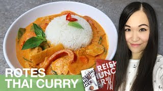 REZEPT Rotes Thai Curry mit Hähnchen und Gemüse  thailändisch kochen [upl. by Orran]