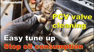 Cleaning PCV valve replacement of PCV valve Easy car engine tune up [upl. by Franza660]