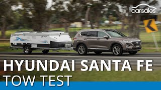 2019 Hyundai Santa Fe Tow Test  carsales [upl. by Glynias702]