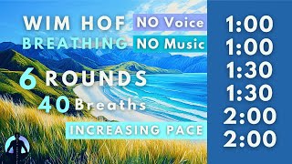 WIM HOF Guided Breathing  40 Breaths 6 Rounds Increasing Pace  To 200min No Voice No Music [upl. by Cagle]