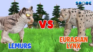 Lemurs vs Eurasian Lynx  Primate Animal vs Big Cat Animal S1E8  SPORE [upl. by Gabriellia835]