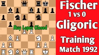 Fischer vs Gligoric  Ruy Lopez Closed 1992 chess [upl. by Yahc]