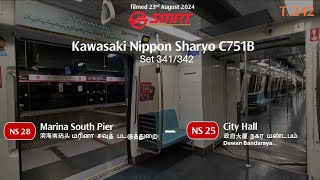 STRONG SMRT Kawasaki Nippon Sharyo C751B 🔴 Set 341342 ride from Marina South Pier to City Hall [upl. by Rosalind]