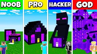 Minecraft Battle NOOB vs PRO vs HACKER vs GOD NETHER PORTAL HOUSE BASE BUILD CHALLENGE  Animation [upl. by Rillings]