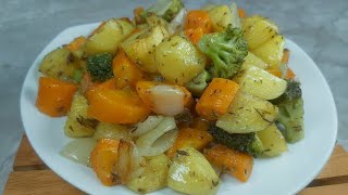 Food for vegetarians  Roasted vegetables recipe  Easy and quick vegan food [upl. by Arda159]