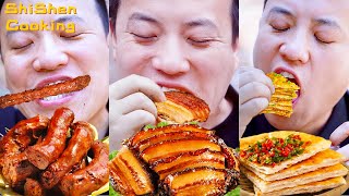 Spicy Fried Egg Mukbang ShiShens Eating Show2022  Chinese Food Eating Show  Funny Mukbang ASMR [upl. by Zane]