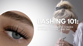 LASHING 101 LASH LAYERING TO CREATE A WISPY EYELASH EXTENSION SET STEP BY STEP PROCESS  CC CURL [upl. by Hakan640]