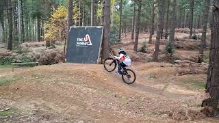 Maxs first MTB training session at Swinley summit getting first air and a little crash [upl. by Avla]