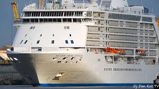 Seven Seas Voyager cruise ship leaving Klaipeda Port [upl. by Aitnauq]