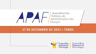 APAF  PERÍODO DA TARDE  17122023 [upl. by Hilleary375]