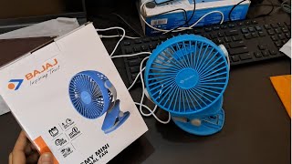 Bajaj Pygmy Mini USB rechargeable fan user review  USB mini fan under 1000 [upl. by Ellicul]