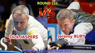 Dick JASPERS vs Jeremy BURY  L32  World Cup Billiards 3 Cushion Seoul 2024 [upl. by Oznofla334]