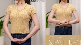 How to Crochet a V Neck Top  Pattern amp Tutorial DIY [upl. by Snook]