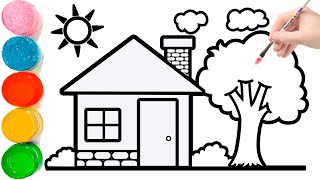 HOW TO DRAW A HOUSE EASY  Drawing House form Shapes [upl. by Inat]