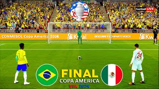 BRAZIL vs MEXICO  FINAL Copa America 2024  Penalty Shootout  Vinicius vs Mexico  eFootball PES [upl. by Nirehtac]