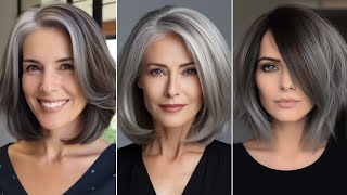 Grey Hair Cuts Over 50 Short Grey Hair Ideas Grey Curly Hair Grey Bob Hairstyles Gray Hair Highlight [upl. by Kara-Lynn563]