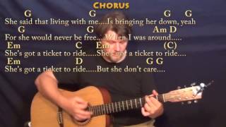 Ticket to Ride The Beatles Strum Guitar Cover Lesson in G with ChordsLyrics [upl. by Editha307]