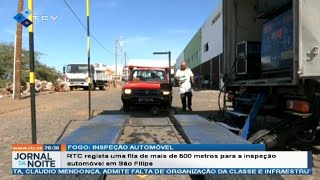 RTC regista uma fila de mais de 500 metros para a inspeção automóvel em São Filipe [upl. by Joshia]