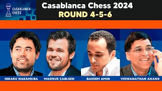 Casablanca Chess 2024  Round 456  Carlsen Hikaru Anand Bassem  May 19  2024 [upl. by Aivatnohs633]