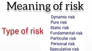 Meaning of risk  types of risk  b com 6 th sem  bba [upl. by Eidualc]