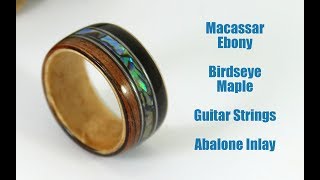 How To Make A Bent Wood Ring With Guitar Strings And Abalone Inlay [upl. by Carleton]