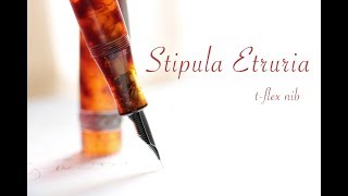 Stipula Etruria Ambra fountain pen V flex nib review stilografica [upl. by Ateval826]