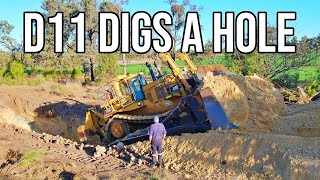 Big D11 Bulldozer Digs A BIG Hole [upl. by Elawalo]