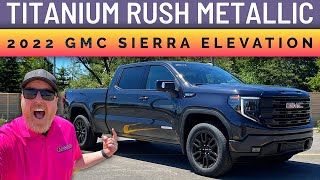 FULL REVIEW 2022 “refreshed” GMC Sierra Elevation in the Titanium Rush Metallic [upl. by Morey790]