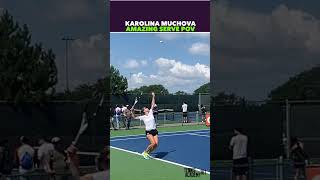 KAROLINA MUCHOVA AMAZING SERVE POV tennis shorts [upl. by Brindle650]