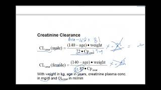 Creatinine clearance CockcroftGault Equation  calculations [upl. by Nicki]