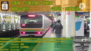 【宇都宮線・高崎線】上野駅5番線 発車メロディー「線路の彼方」 [upl. by Neitsirk569]