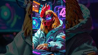 Cyber chicken hacking the Matrix 🐥😏😎 cyberpunk aiart aianimation [upl. by Ahsaekal]