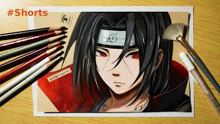 Drawing Itachi Uchiha an anime character in Naruto  Coloring manga with Prismacolor pencils 139 [upl. by Emmeline]