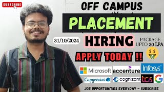 PlacementsJob Opportunities for Freshers at MNCs Microsoft Capgemini amp Startups 31102024 [upl. by Naivaj]